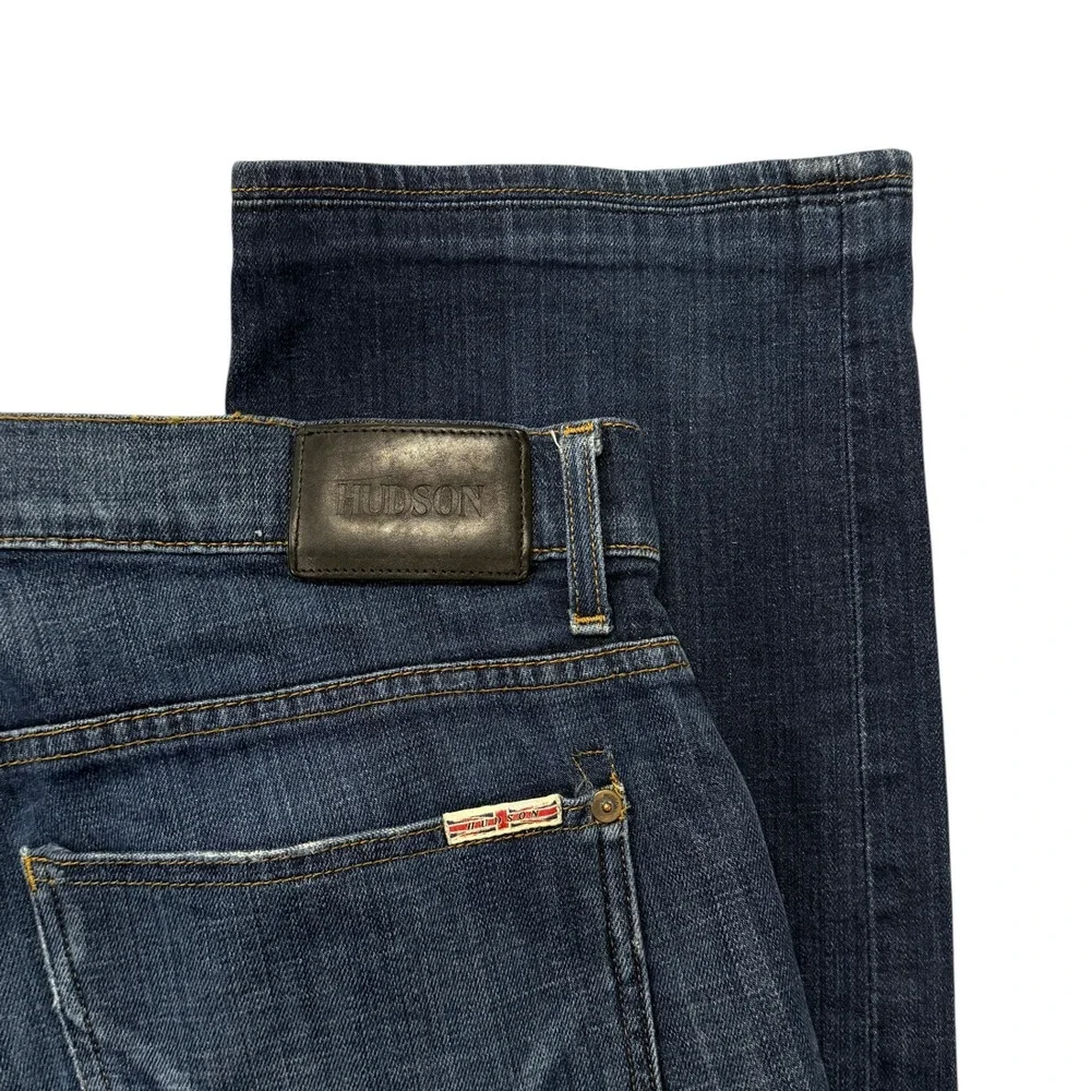 Hudson Wilde Relaxed Straight Jeans Mens 34 x 30 Dark Wash Blue Button Fly
